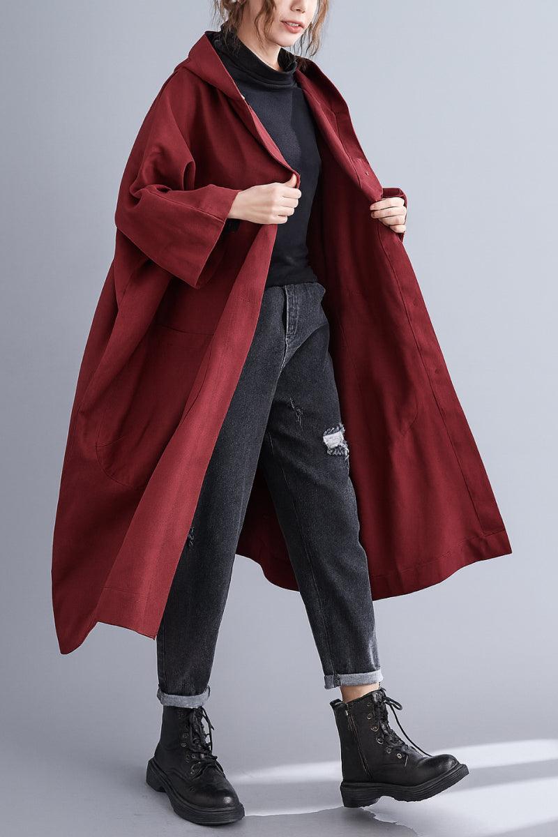 Hooded Open Front Oversized Longline Coat