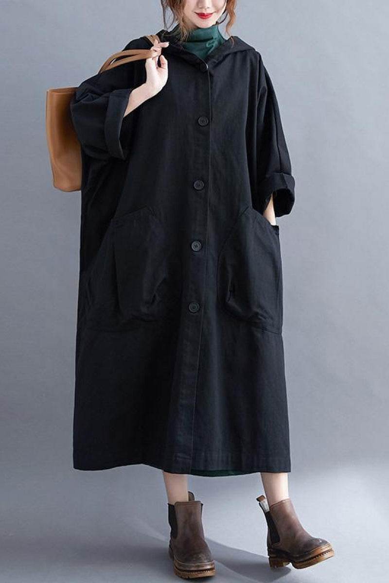 Hooded Open Front Oversized Longline Coat 63