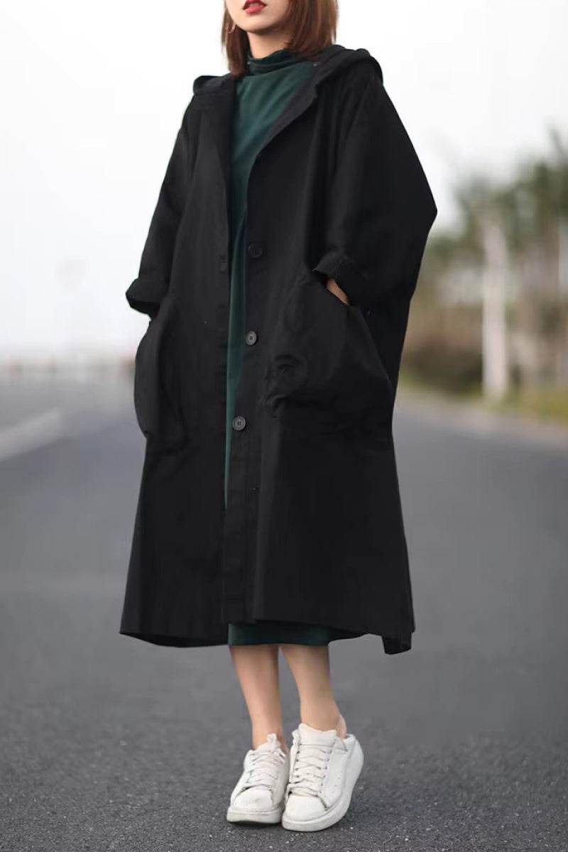 Hooded Open Front Oversized Longline Coat 21
