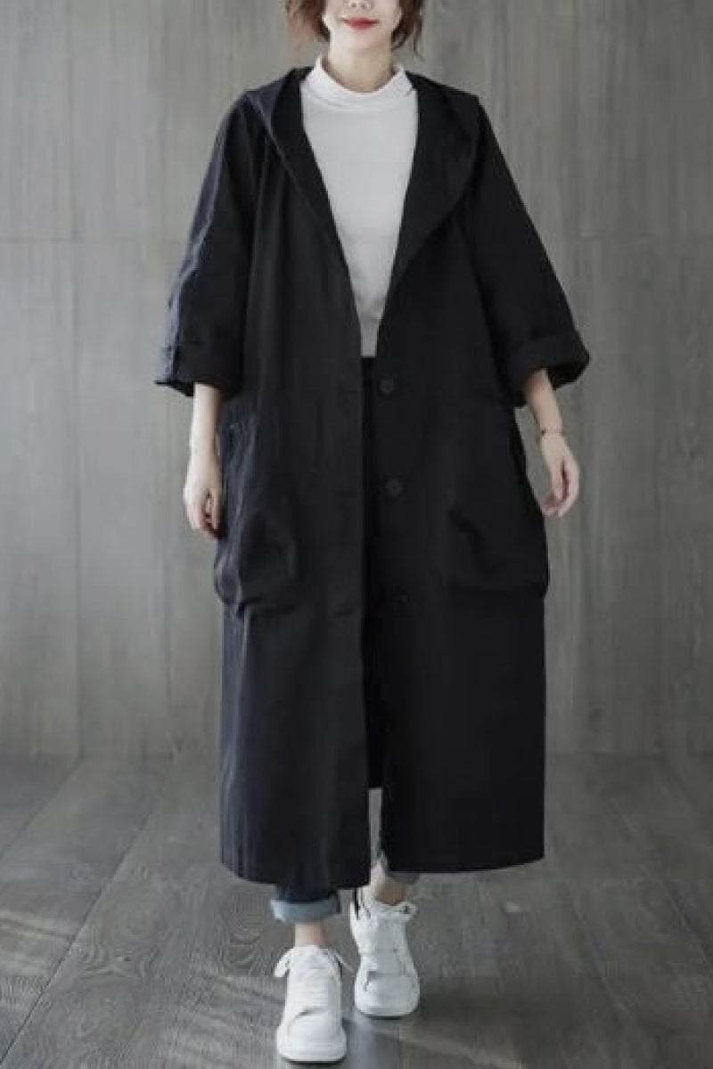 Hooded Open Front Oversized Longline Coat 22