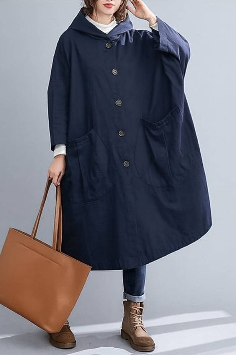 Hooded Open Front Oversized Longline Coat 65