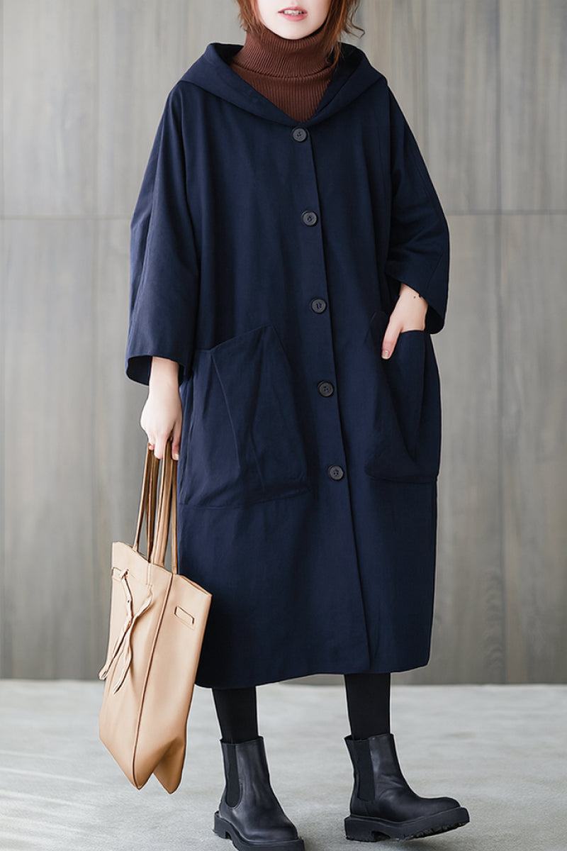 Hooded Open Front Oversized Longline Coat 27