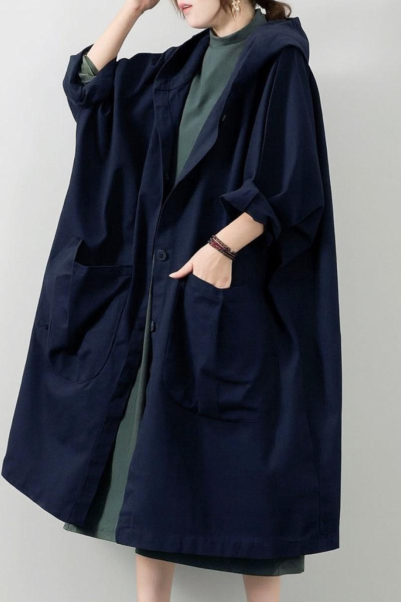 Hooded Open Front Oversized Longline Coat 30