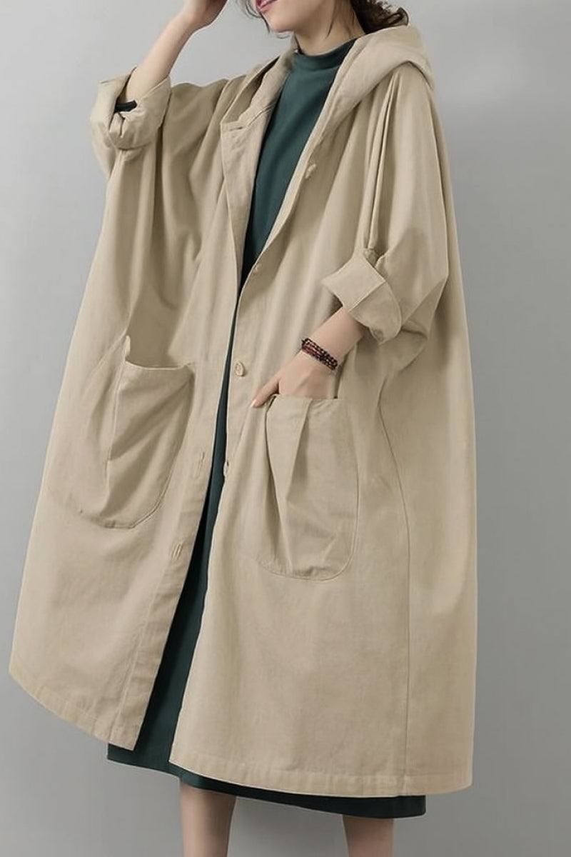 Hooded Open Front Oversized Longline Coat 42
