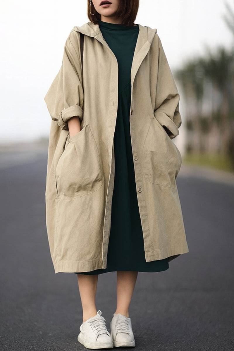 Hooded Open Front Oversized Longline Coat 46