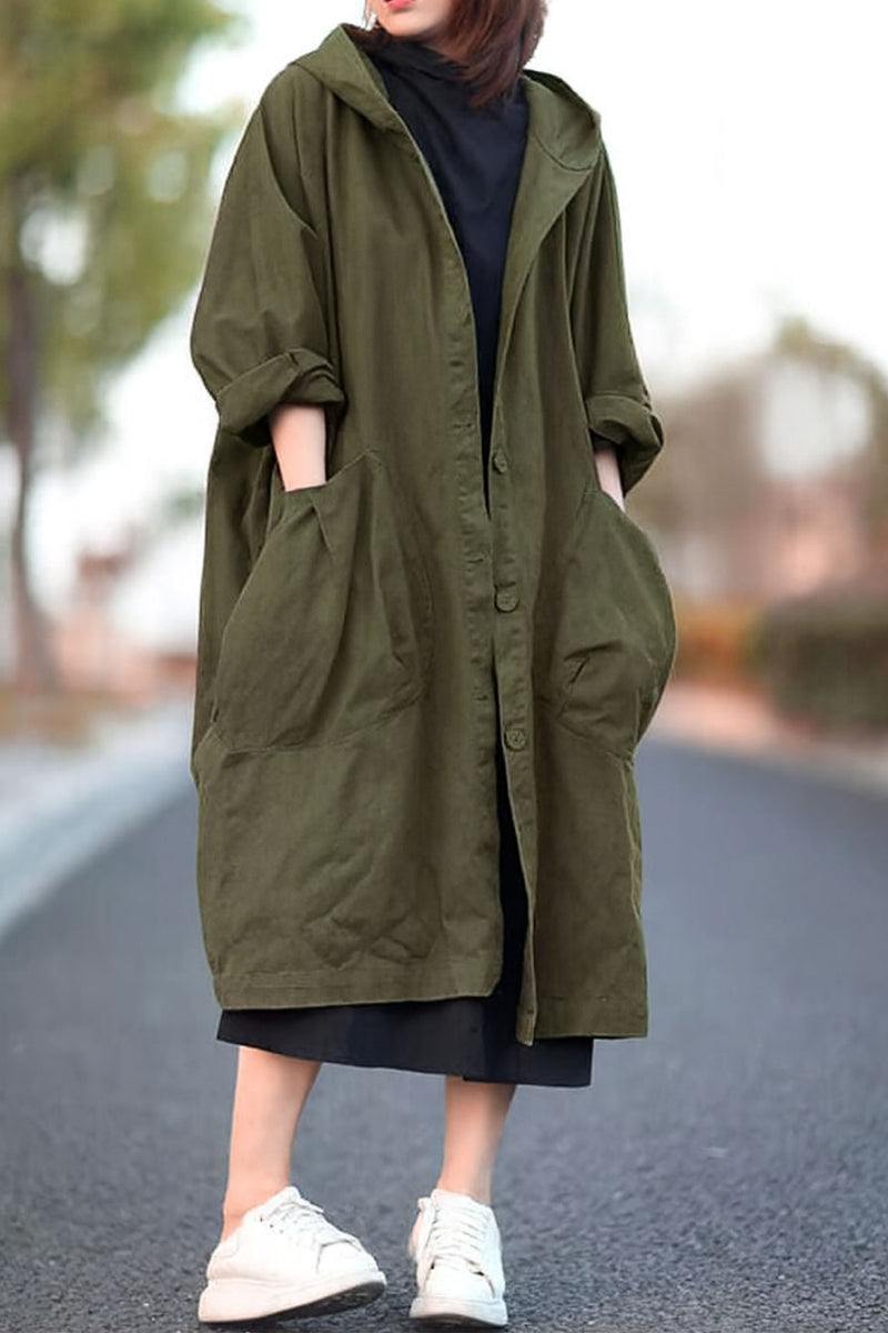 Hooded Open Front Oversized Longline Coat 57