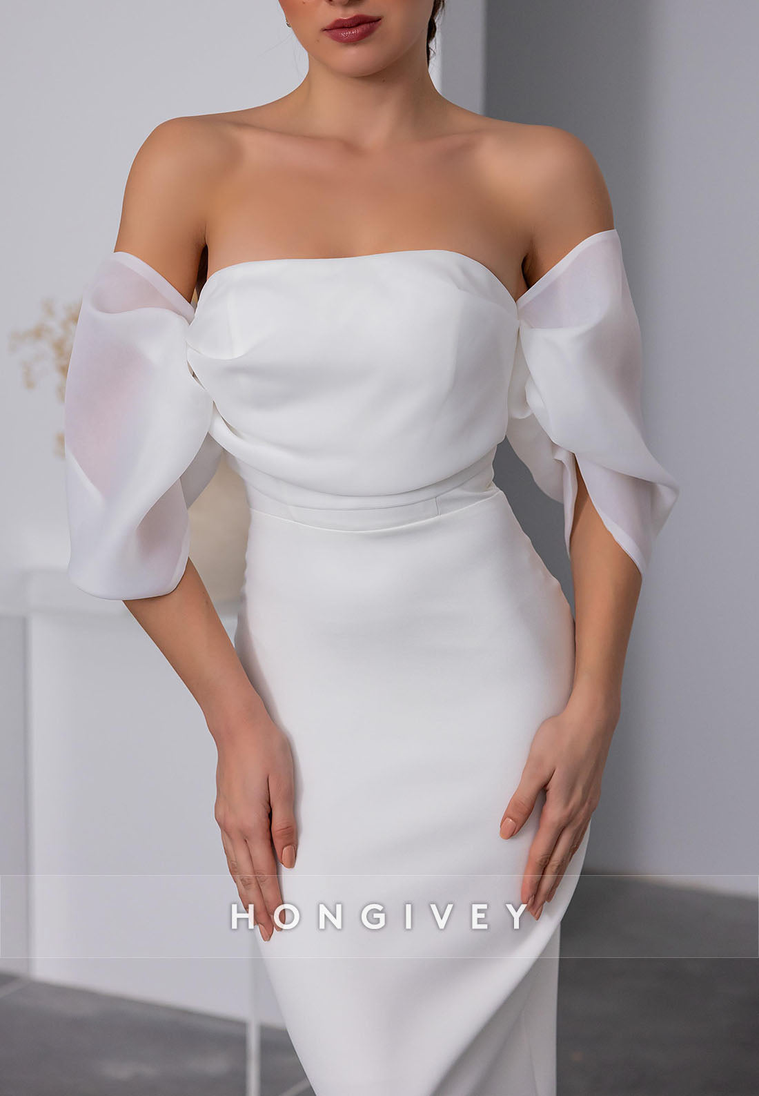 Ankle-Length Evening Gown Off the Shoulder Feather Chiffon Pleated Zipper Wedding Guest Dresses