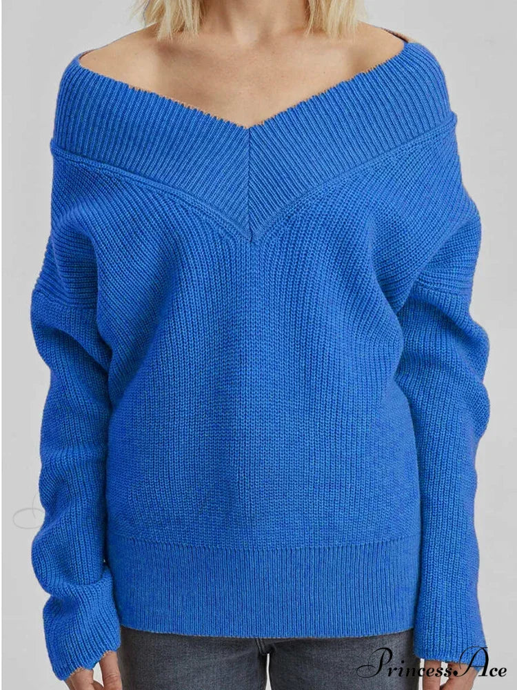 Oversized Loose Long Sleeve Solid Green Fashion Knitted Christmas Sweater