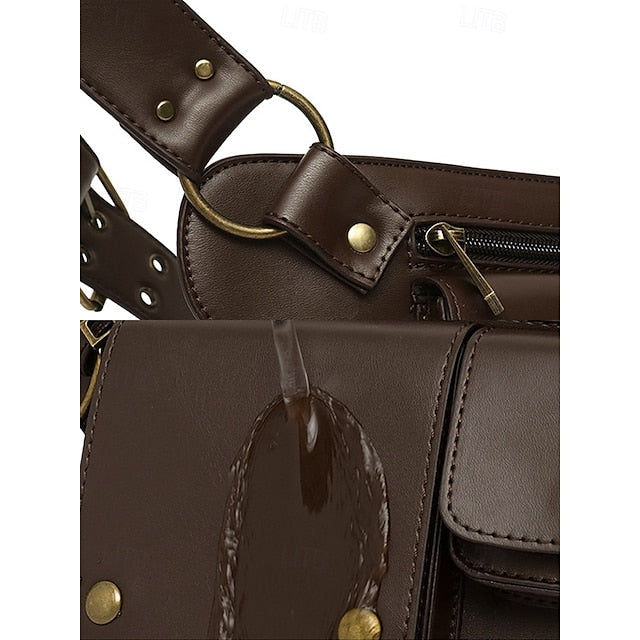 Utility Bag with Vintage Belt Leather Faux