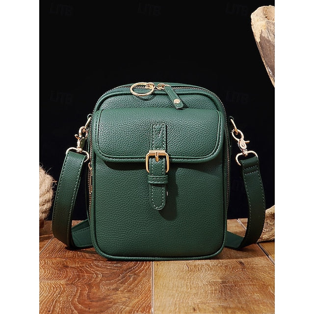 Bag Front Brown with Faux Vintage Leather Crossbody