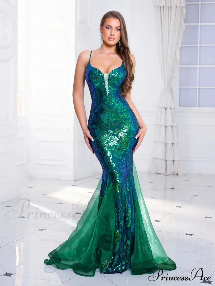 Padded V-Neck Sequin Party Dress