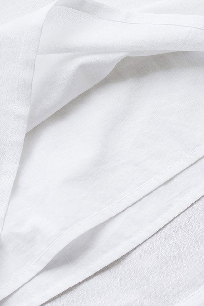 Cozy Spaghetti Strap Linen Summer Mini Sundress - White  Fashionpara