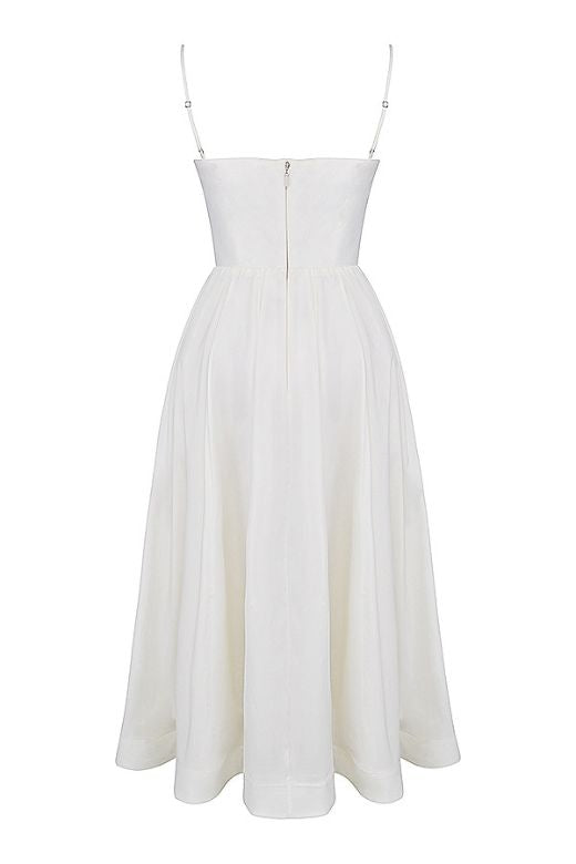 Paloma Bodycon Midi Dress - Pearl White - Fashionpara