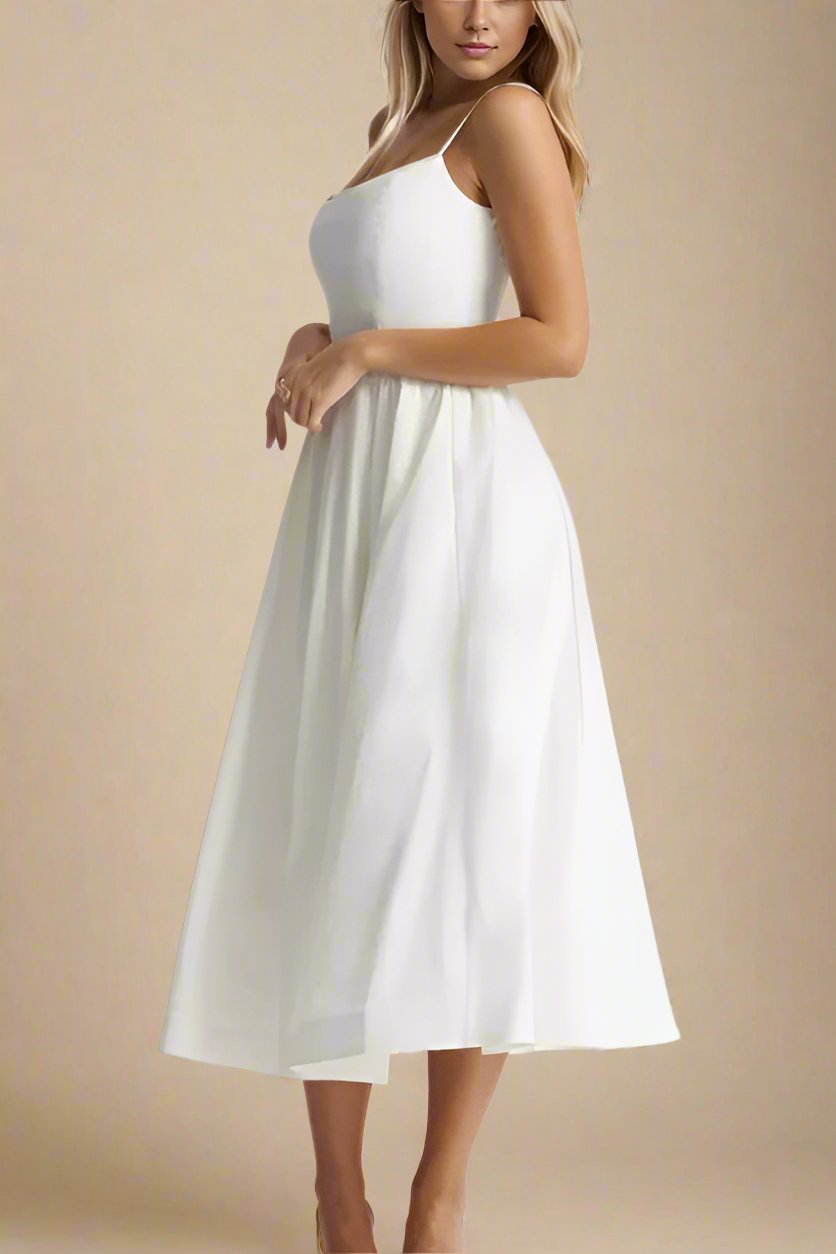 Paloma Bodycon Midi Dress - Pearl White - Fashionpara