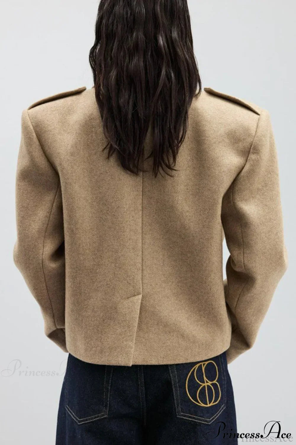 Peak Lapel Blazer Style Wool Loose Coat 3