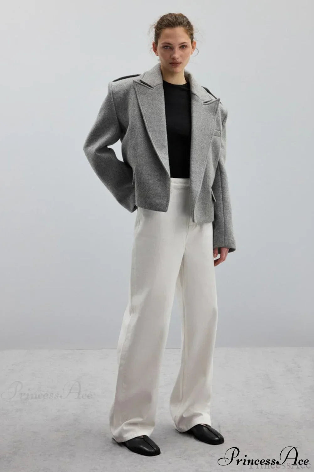Peak Lapel Blazer Style Wool Loose Coat 8