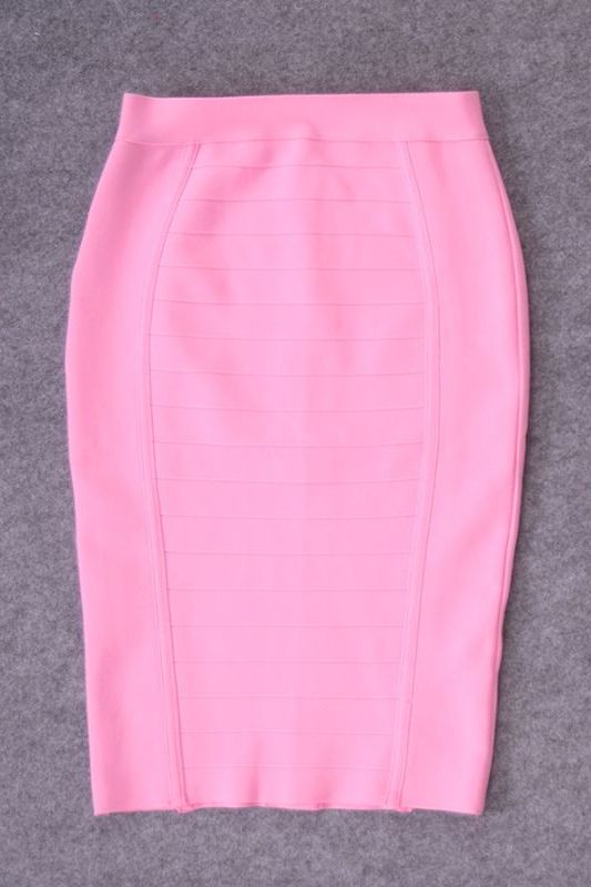 Pencil High Waist Bandage Knee Length Cocktail Skirt - Dusty Pink - Fashionpara