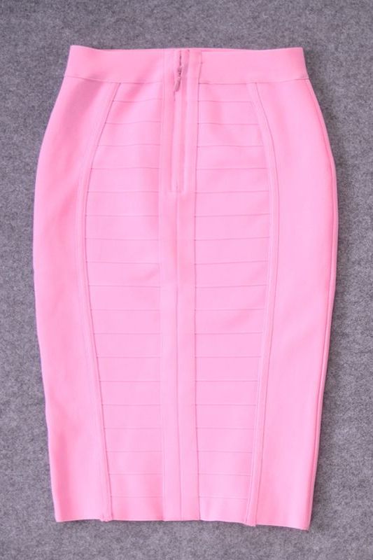 Pencil High Waist Bandage Knee Length Cocktail Skirt - Dusty Pink - Fashionpara
