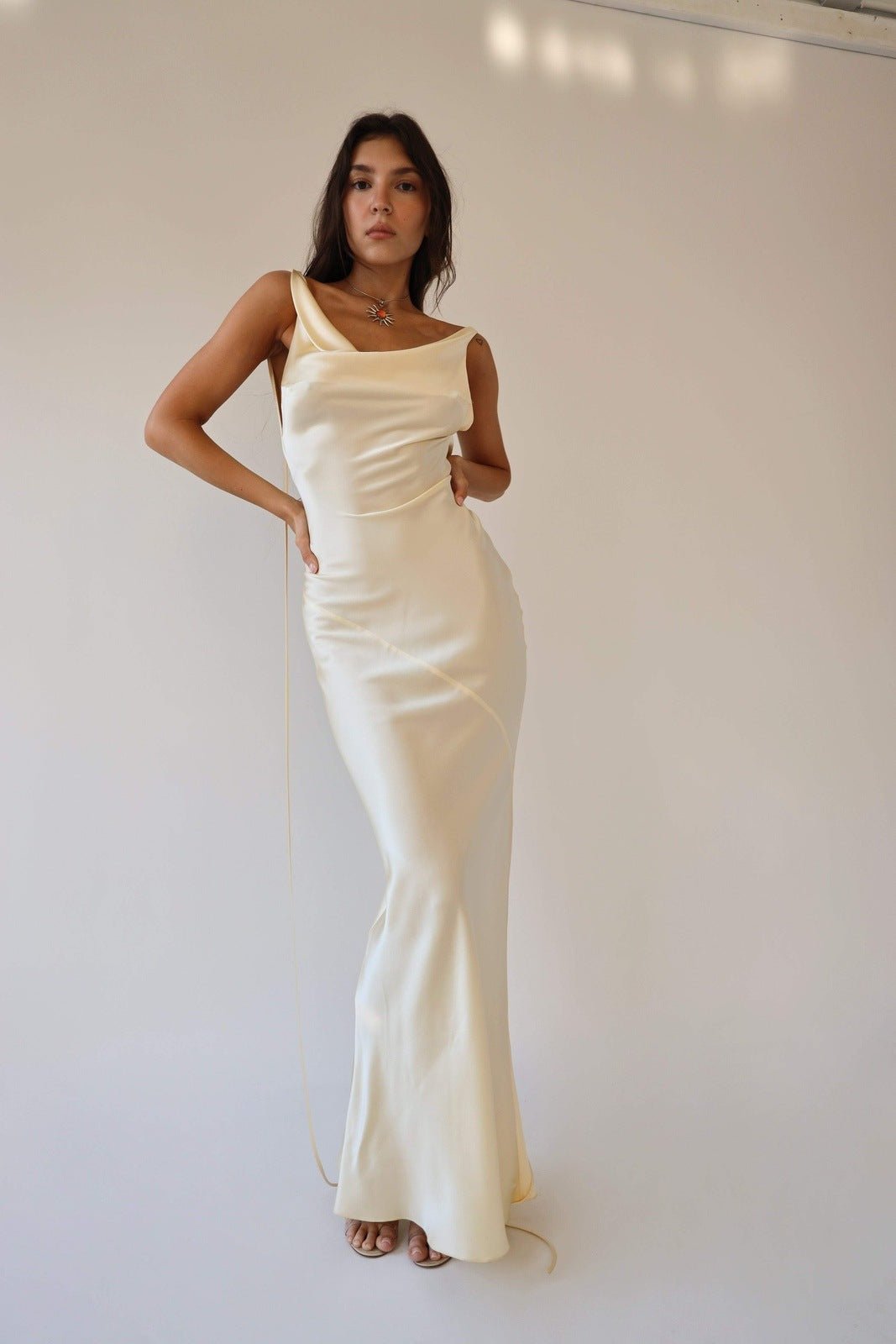 Tamara Cowlies Backless Satin Maxi Dress - View 10