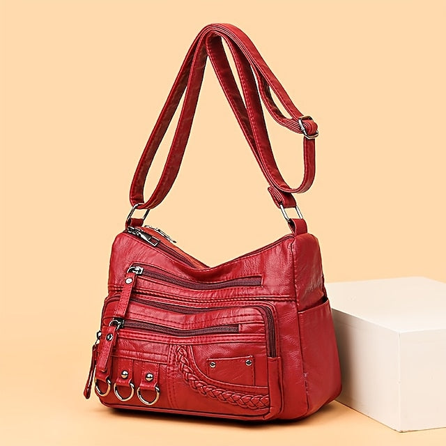 Multiple Crossbody with Vintage Leather Faux Bag