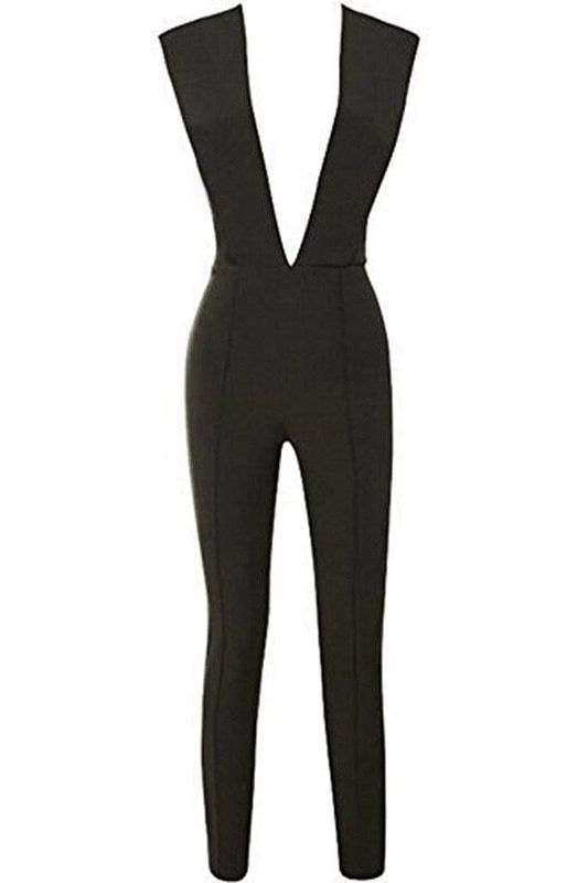 Pia Bandage Pants Jumpsuit - Classic Black - Fashionpara