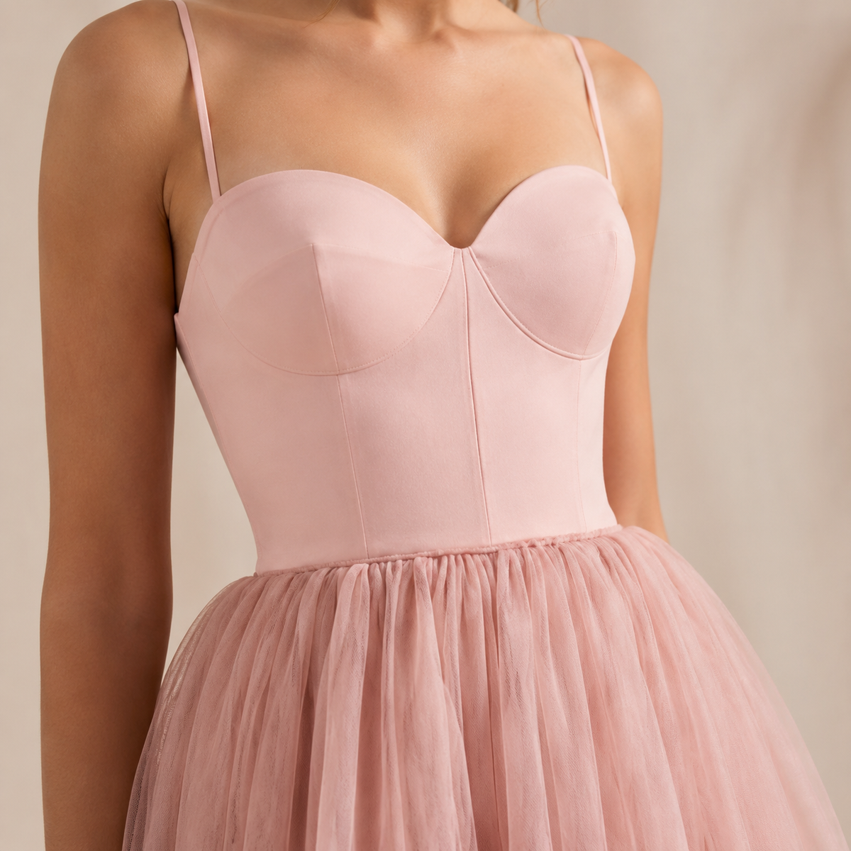Sweetheart Strappy Corset Split Tulle Midi Dress 11