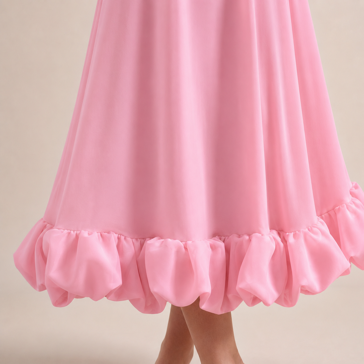 Scoop Neck Strappy Ruffle Hem A-Line Midi Dress 11