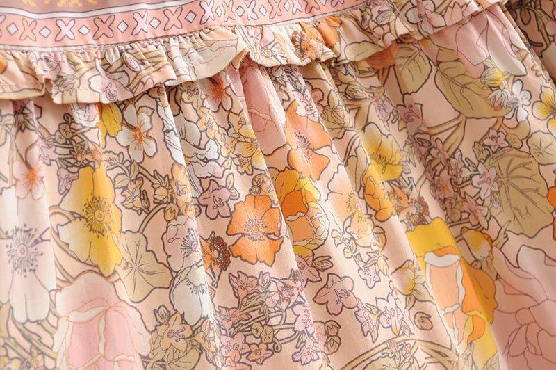 Floral Print V-Neck Long Sleeve Tiered Maxi Dress 31
