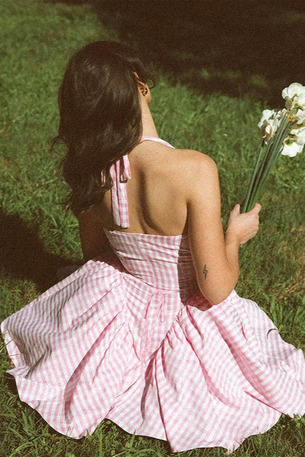 Gingham Halter Neck Fit & Flare Mini Dress 3