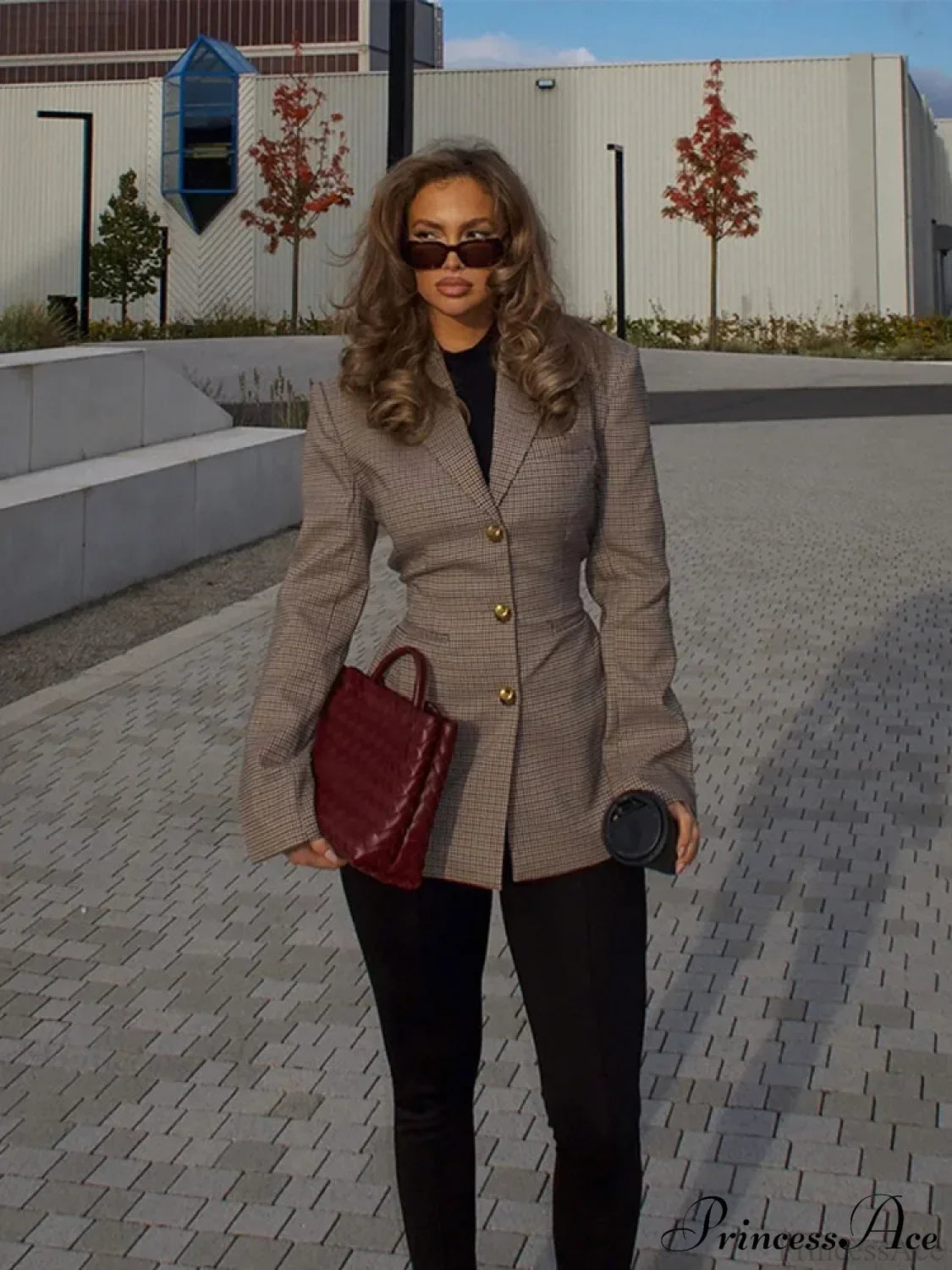 Plaid Print Slim Fit Lapel Coat