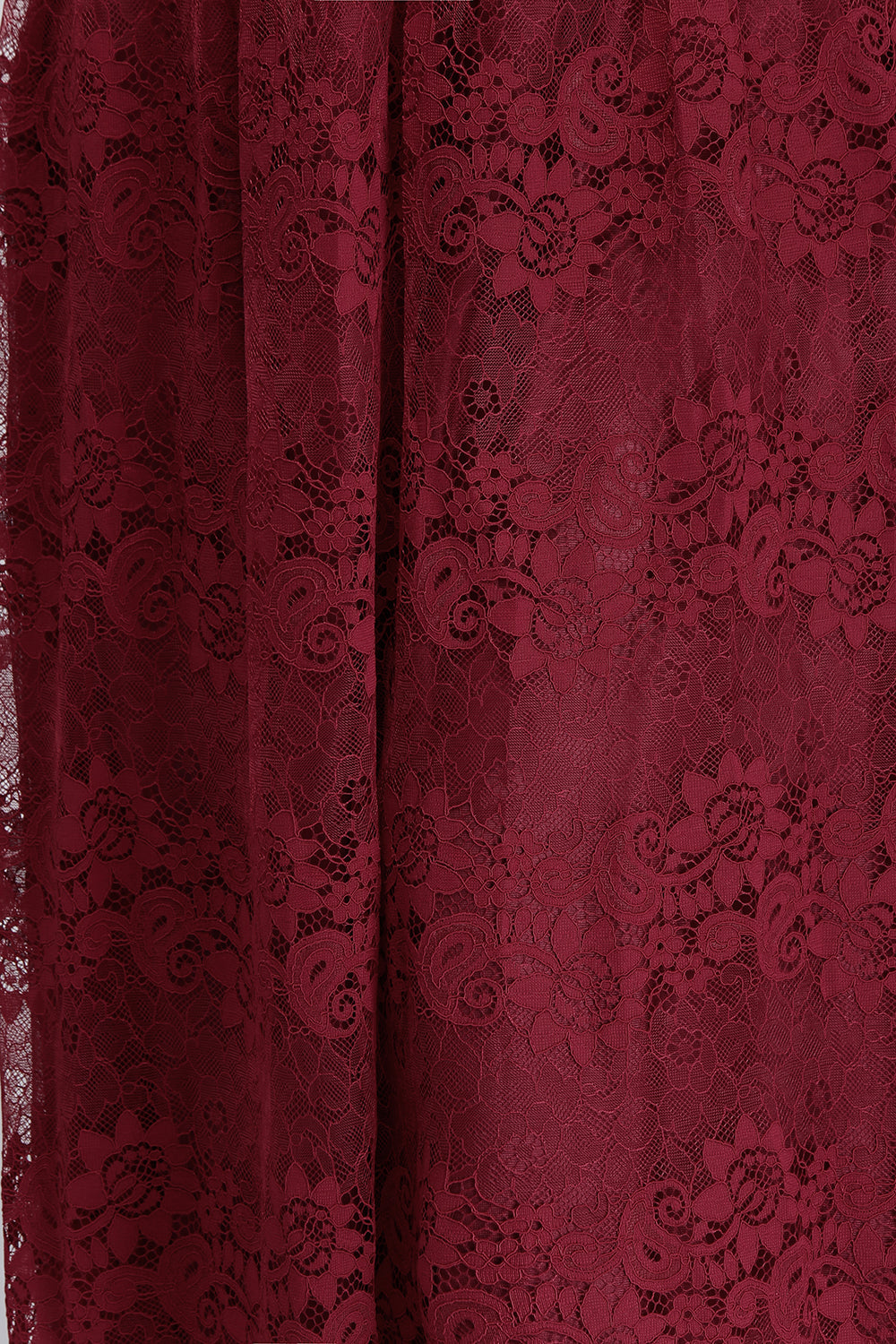 Plus Size A-Line V-Neck Burgundy Lace Bridesmaid Dresses - Fashionpara