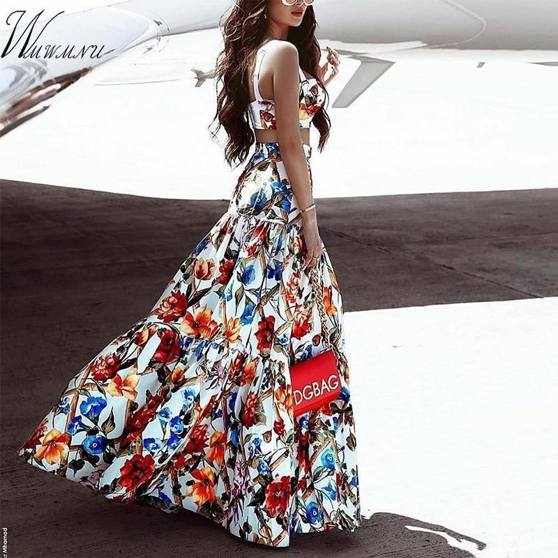 Plus Size Summer Flowers Two Piece Dress 4