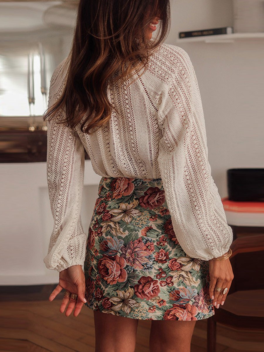 Women's Puff Sleeve Lace Long Sleeve Blouse - Fashionpara