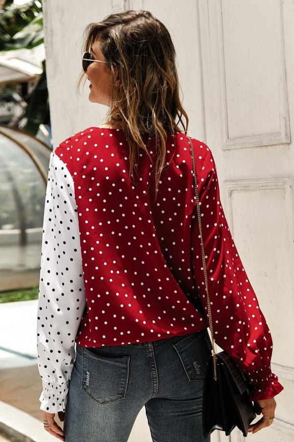 Polka Dot Long Sleeve Blouse