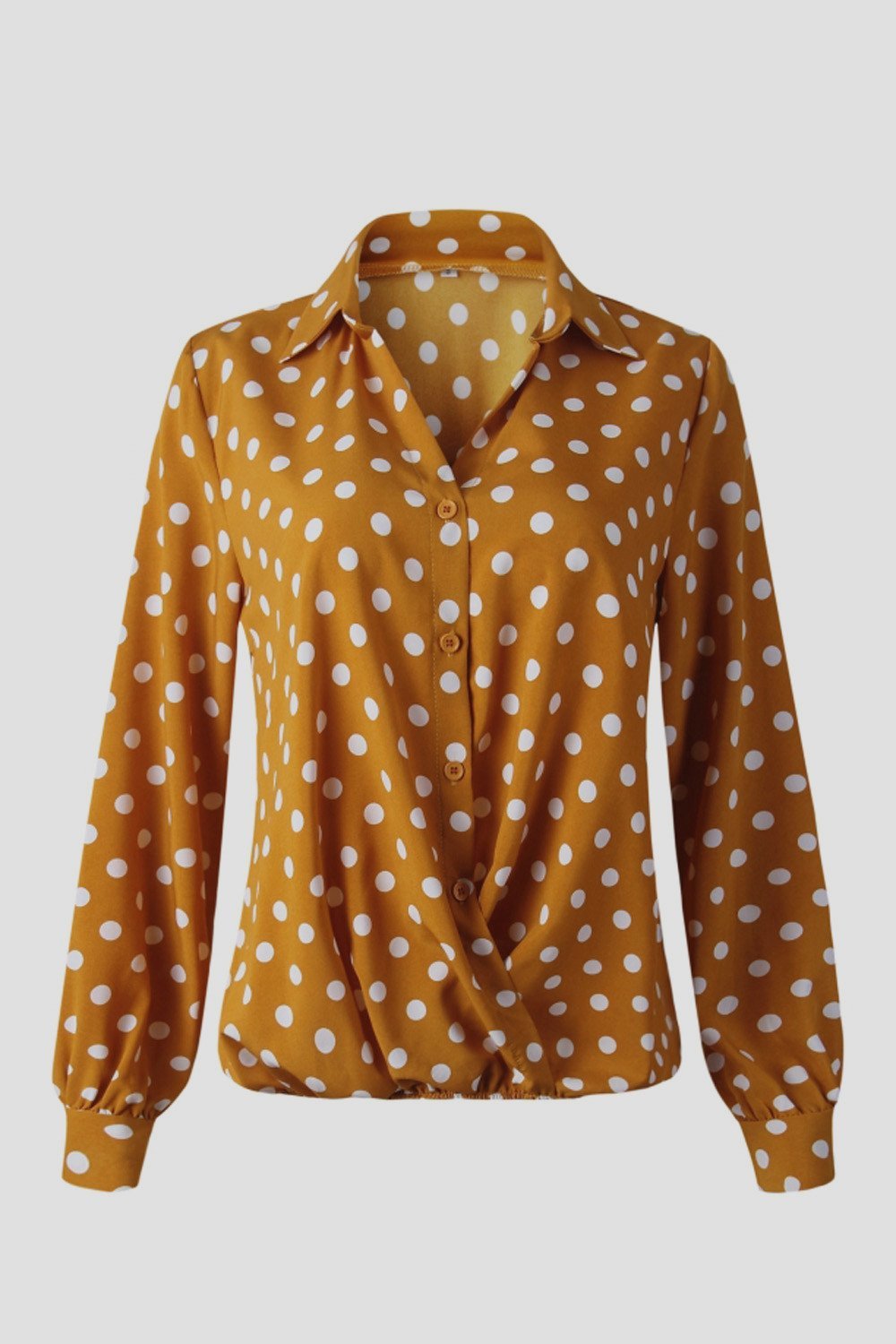 Polka Dot Notch Lapel Slim Shirt