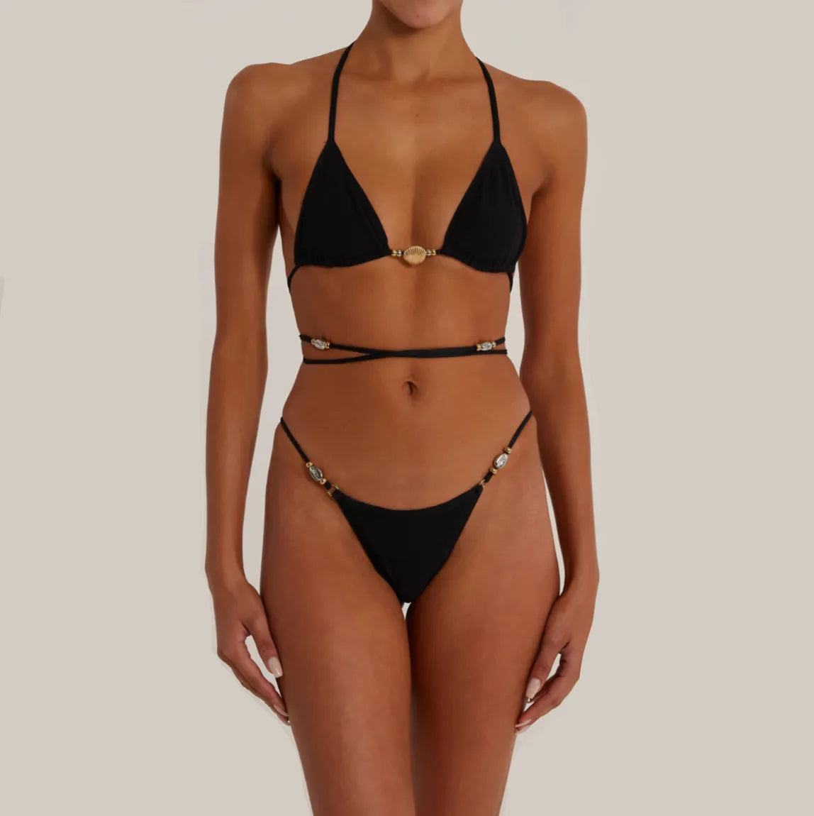Positano Shell-Shaped Beads Halter Bikini