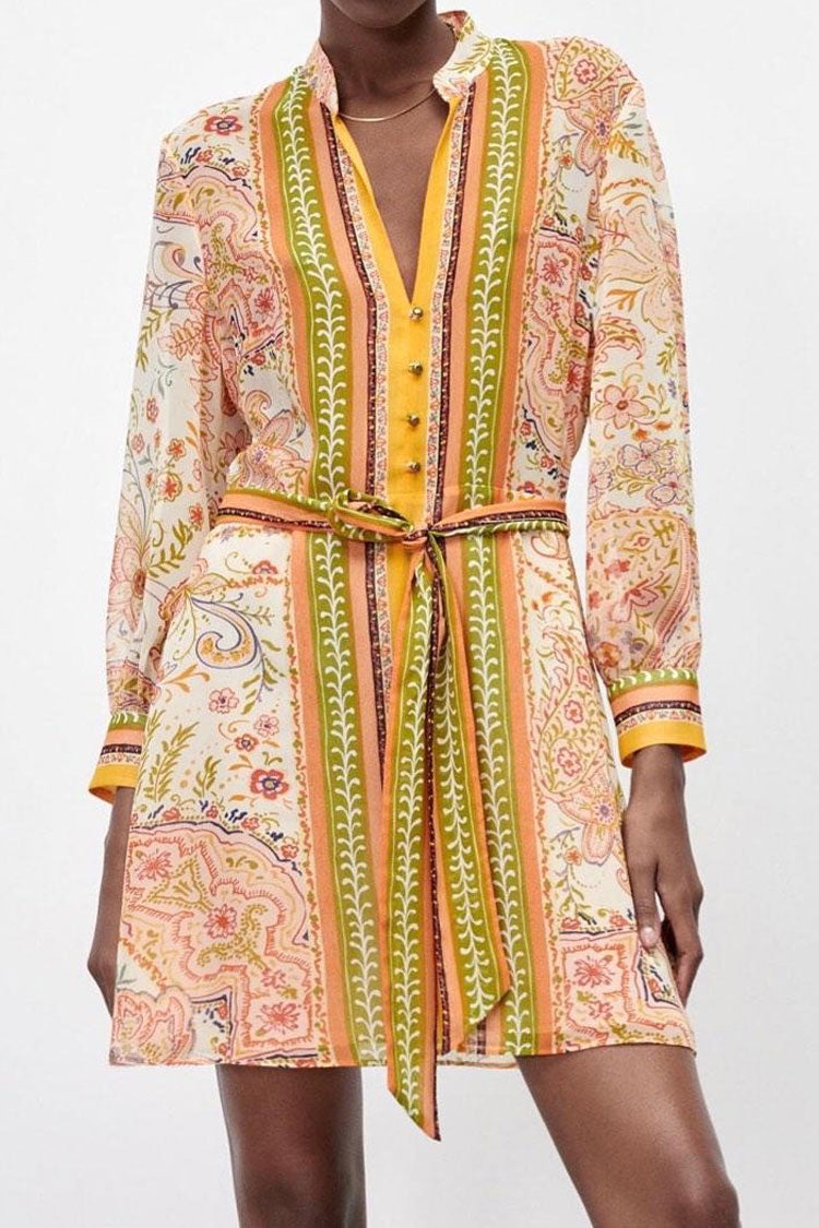 Chiffon V-Neck Long Sleeve Maxi Dress