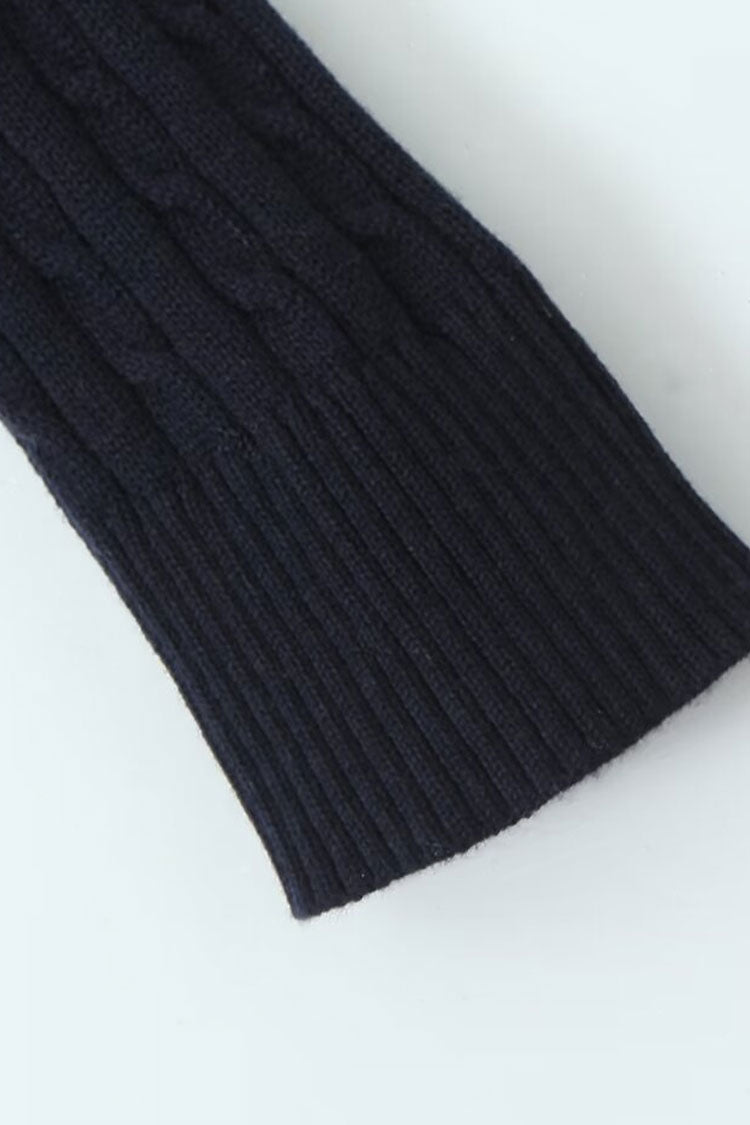 Rosedress Preppy Cable Knit Button-Up Cropped Cardigan