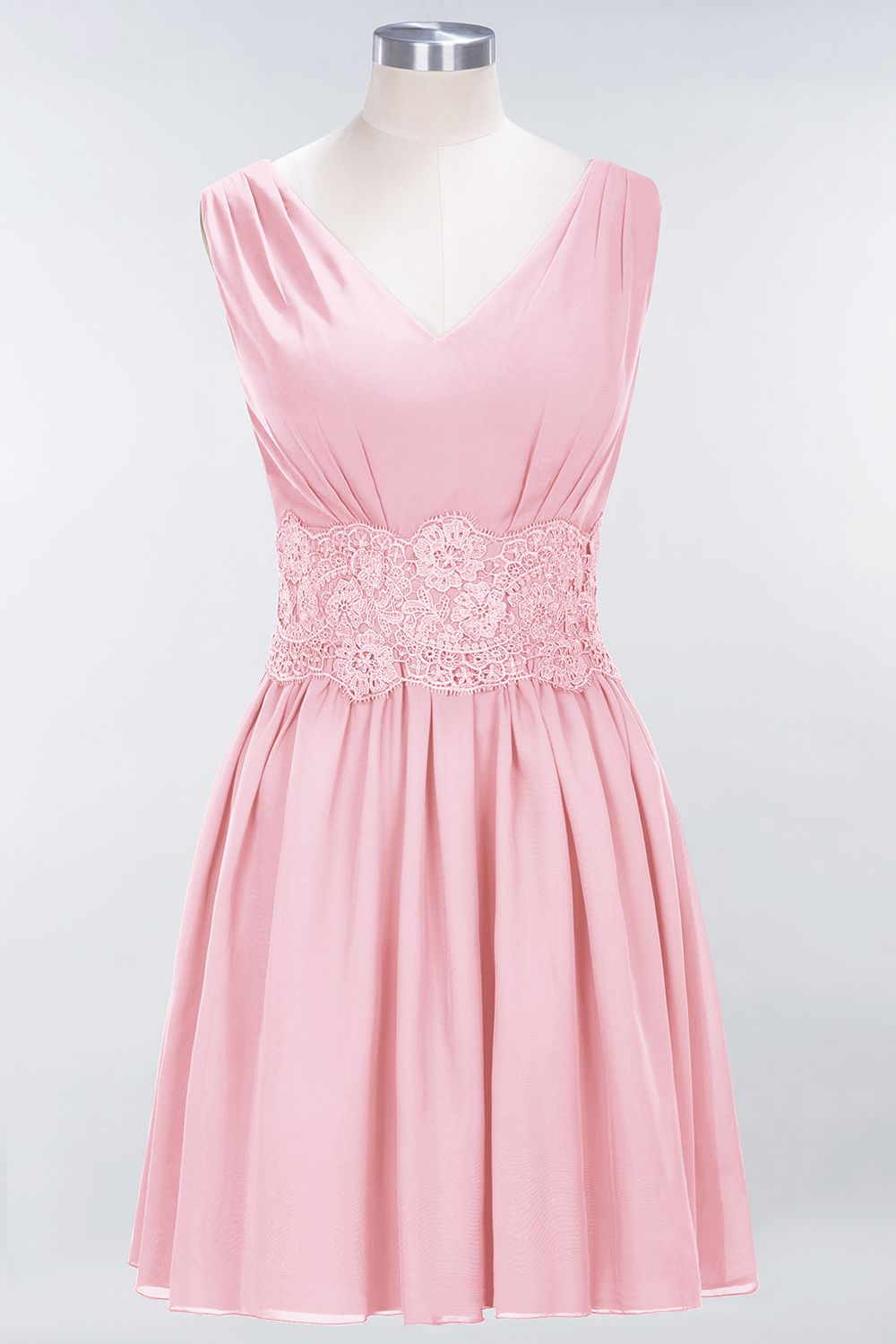 Pretty V-Neck Short Sleeveless Lace Bridesmaid dresses - Fashionpara