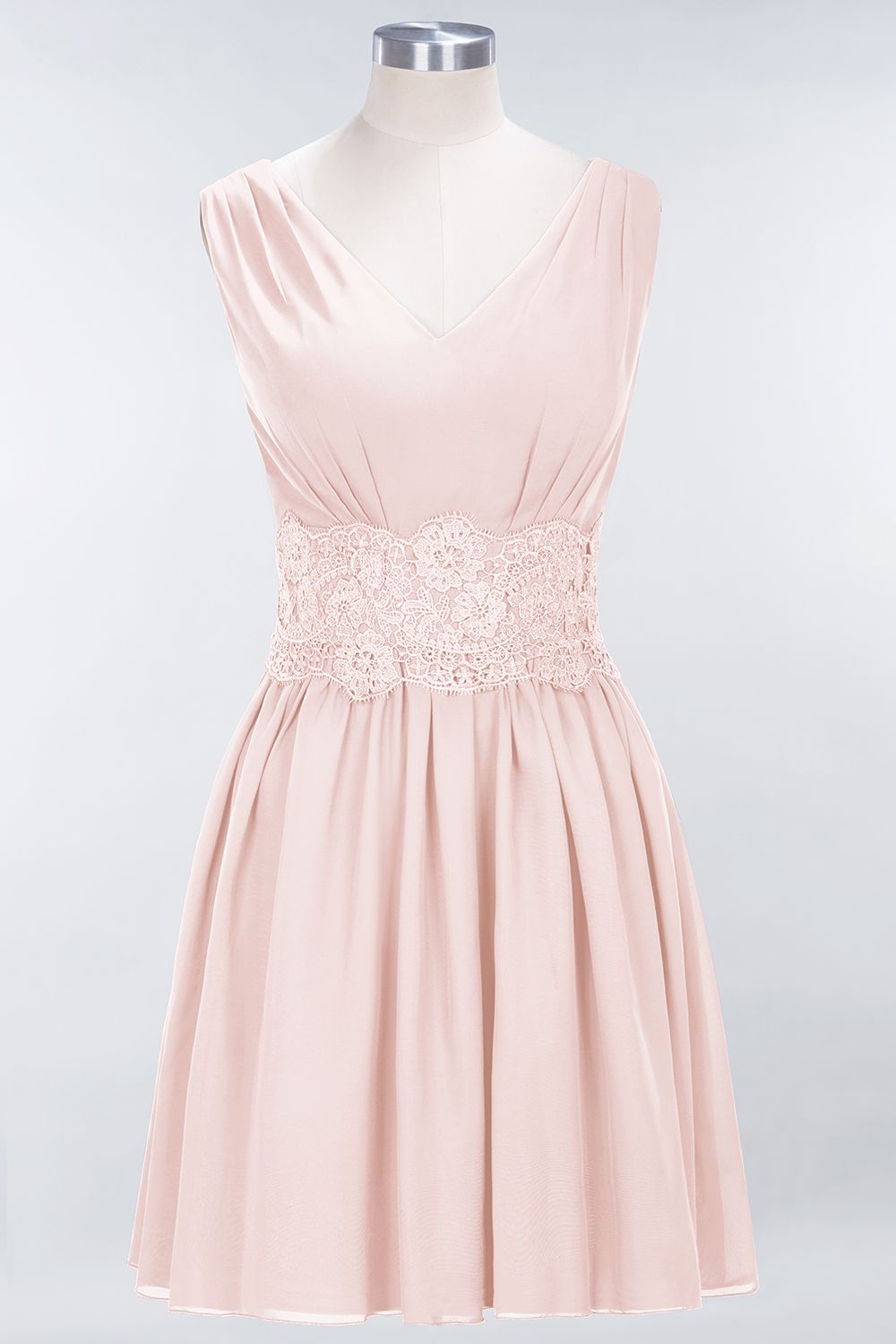 Pretty V-Neck Short Sleeveless Lace Bridesmaid dresses - Fashionpara