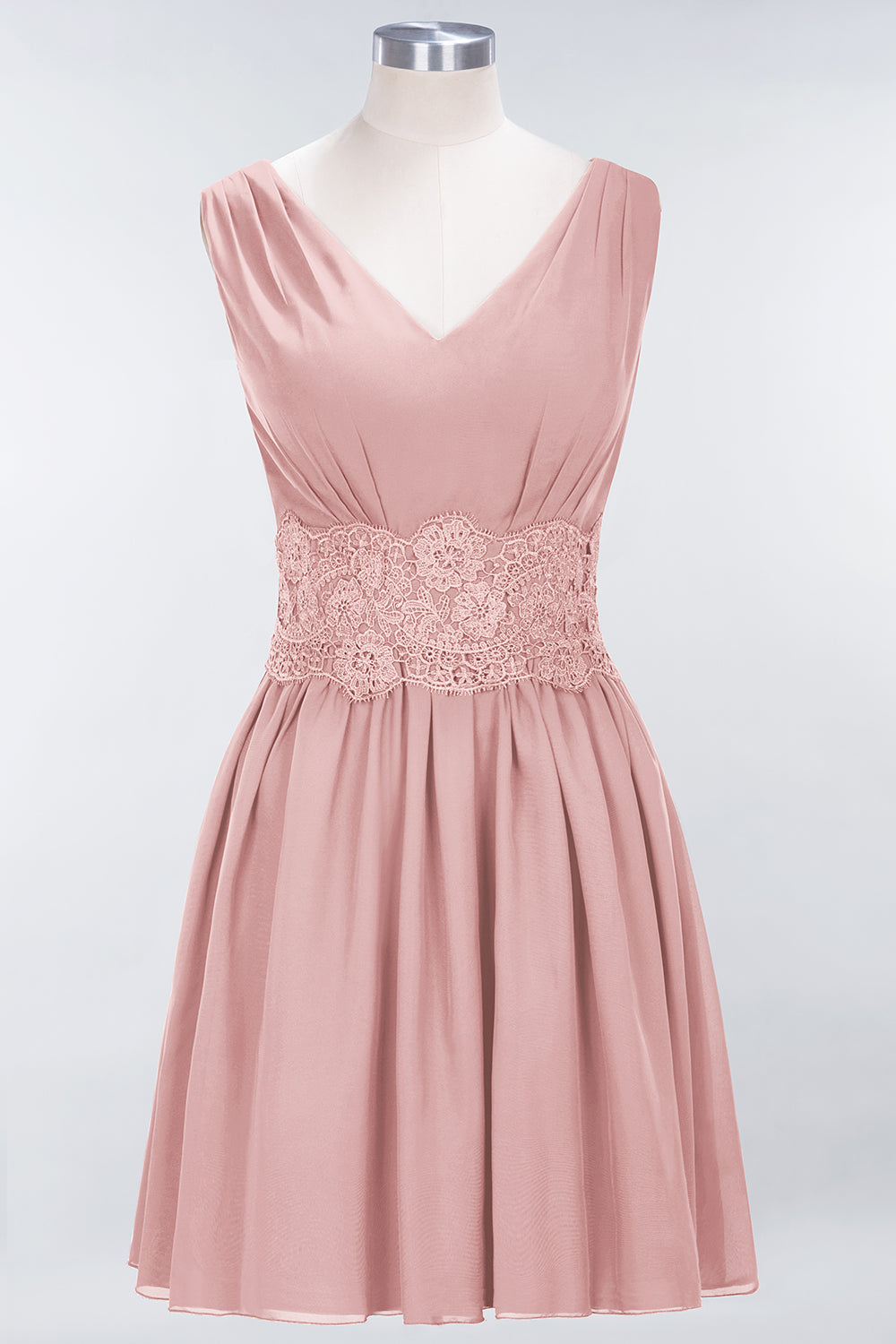 Pretty V-Neck Short Sleeveless Lace Bridesmaid dresses - Fashionpara