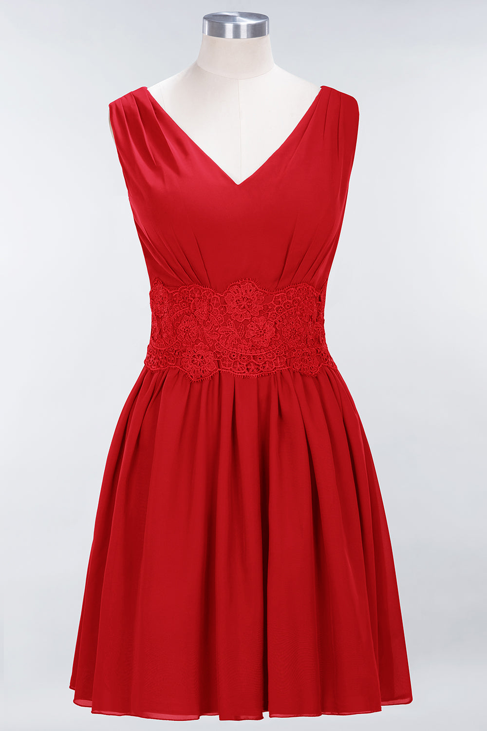 Pretty V-Neck Short Sleeveless Lace Bridesmaid dresses - Fashionpara