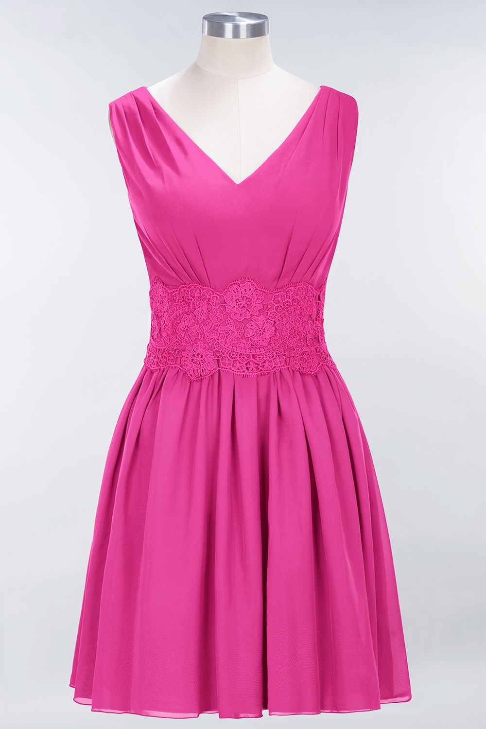 Pretty V-Neck Short Sleeveless Lace Bridesmaid dresses - Fashionpara