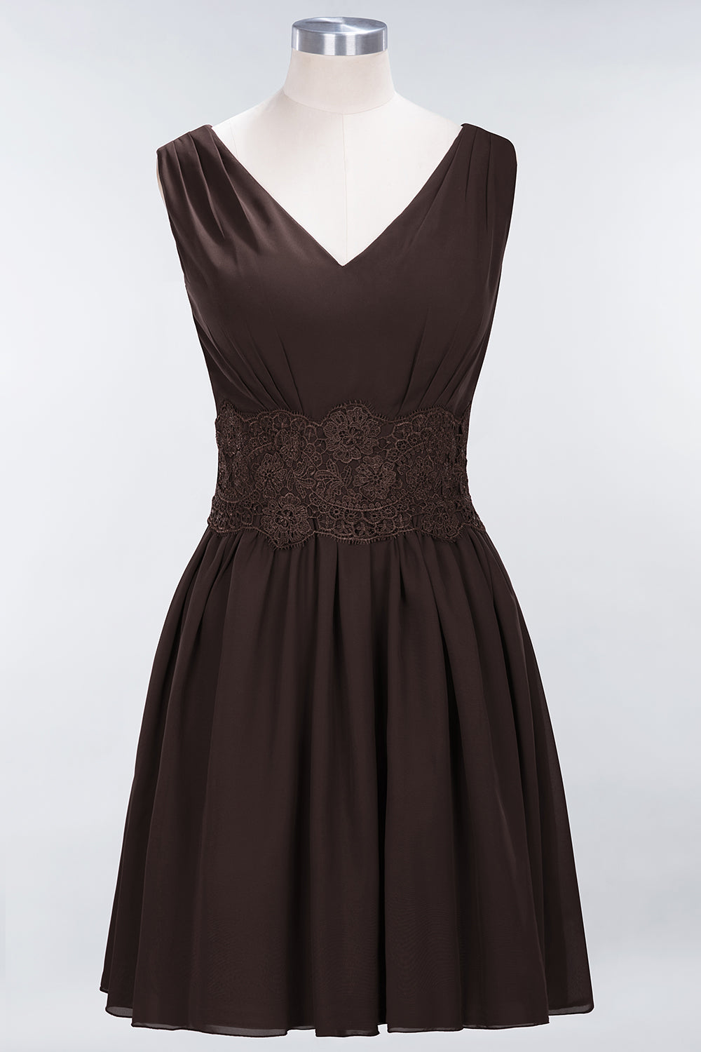 Pretty V-Neck Short Sleeveless Lace Bridesmaid dresses - Fashionpara