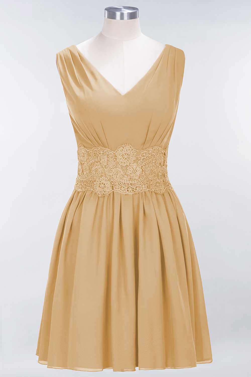 Pretty V-Neck Short Sleeveless Lace Bridesmaid dresses - Fashionpara