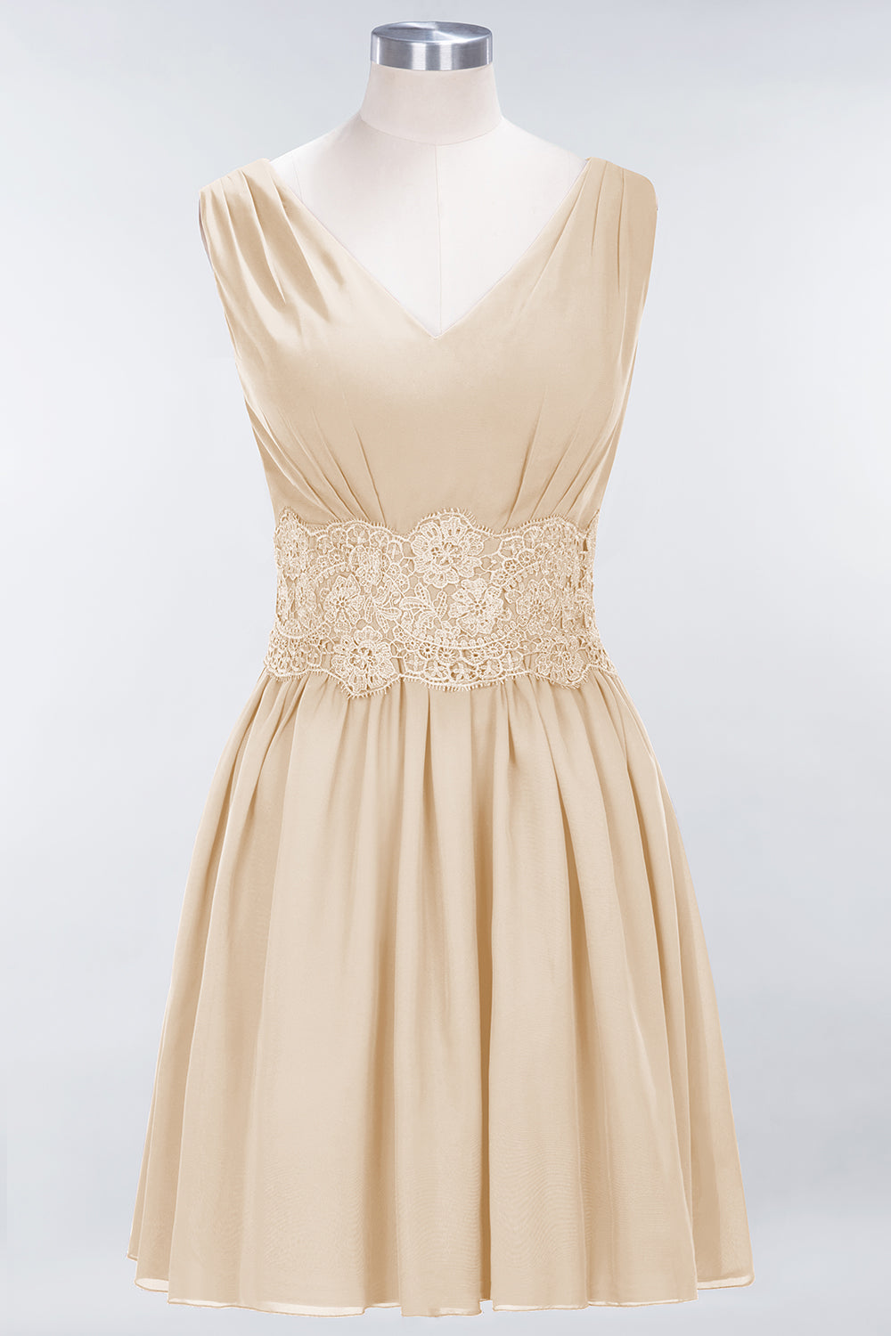 Pretty V-Neck Short Sleeveless Lace Bridesmaid dresses - Fashionpara