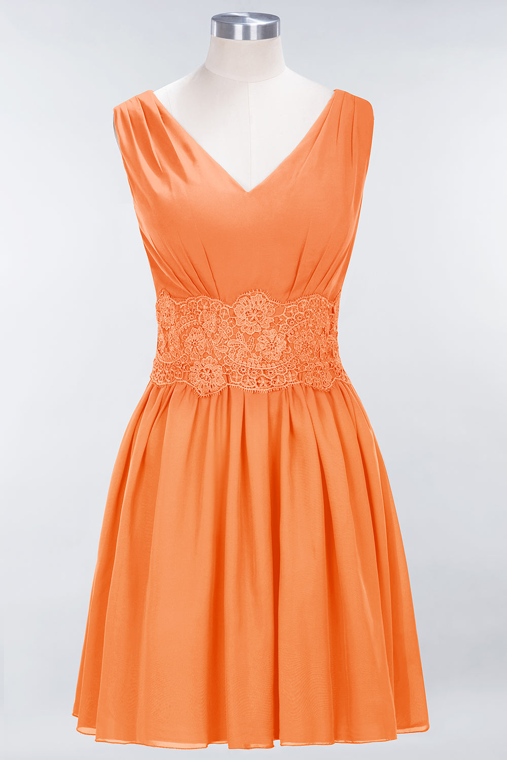 Pretty V-Neck Short Sleeveless Lace Bridesmaid dresses - Fashionpara