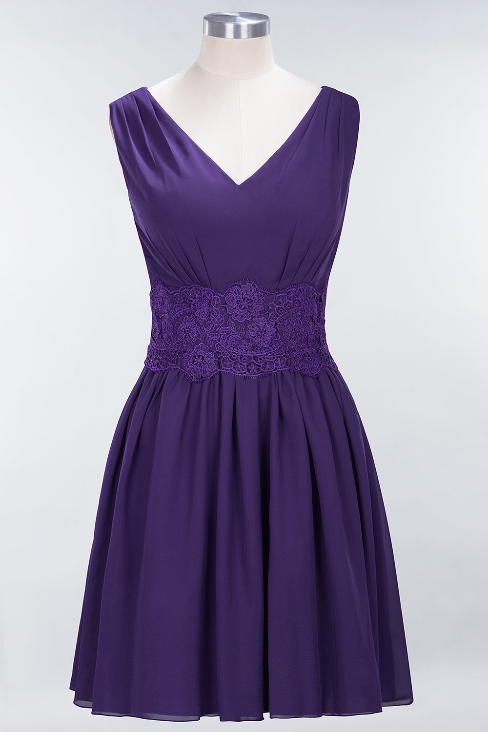 Pretty V-Neck Short Sleeveless Lace Bridesmaid dresses - Fashionpara
