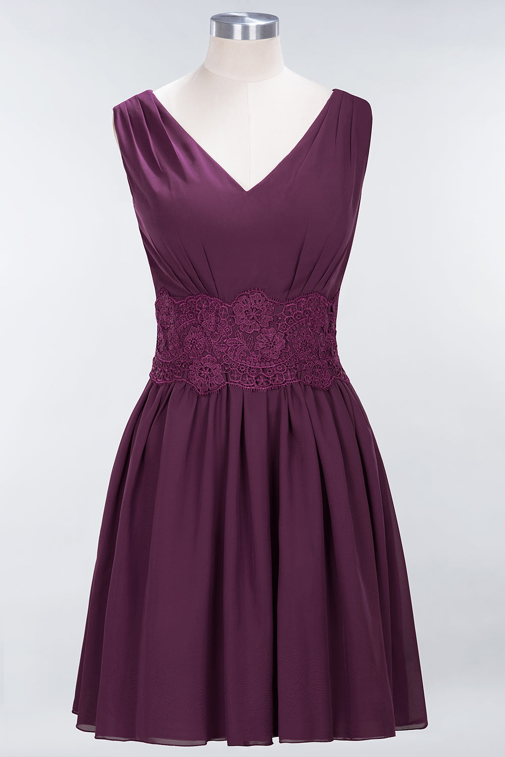 Pretty V-Neck Short Sleeveless Lace Bridesmaid dresses - Fashionpara