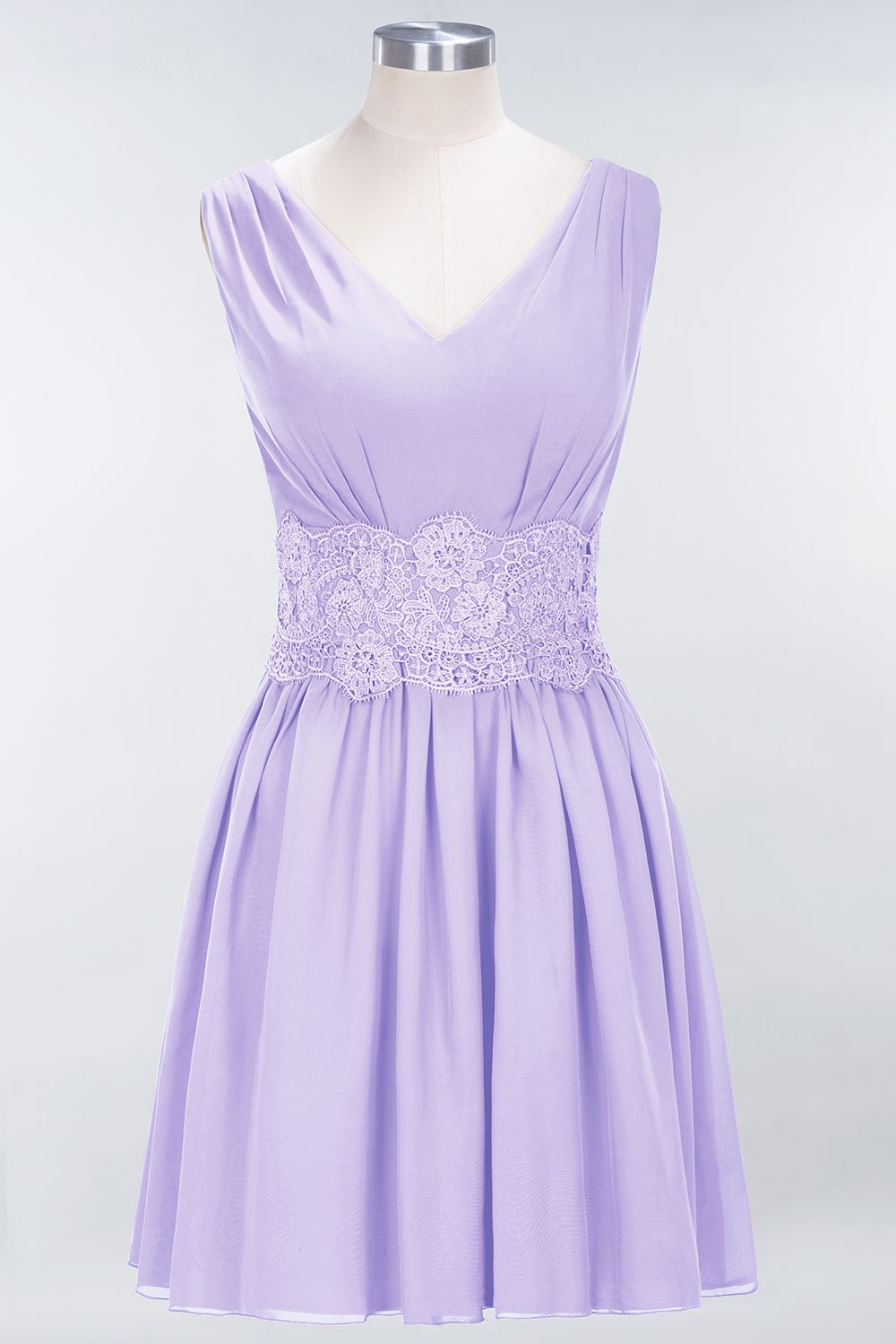 Pretty V-Neck Short Sleeveless Lace Bridesmaid dresses - Fashionpara